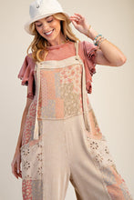 Patchwork Print Washed Terry Jumpsuit (Khaki)