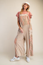 Patchwork Print Washed Terry Jumpsuit (Khaki)