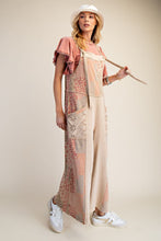 Patchwork Print Washed Terry Jumpsuit (Khaki)