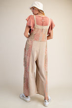 Patchwork Print Washed Terry Jumpsuit (Khaki)