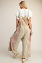 Patchwork Print Washed Terry Jumpsuit (Matcha)