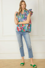 The Milan Floral Print V-Neck Ruffle Sleeve Top