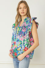The Milan Floral Print V-Neck Ruffle Sleeve Top