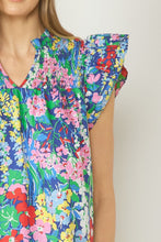 The Milan Floral Print V-Neck Ruffle Sleeve Top