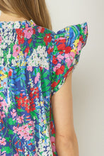 The Milan Floral Print V-Neck Ruffle Sleeve Top
