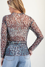 Savannah Wild Mesh Animal Print Mesh Top (Bue)