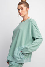 Mineral Wash Terry Knit Pullover (Teal Green)