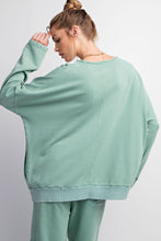 Mineral Wash Terry Knit Pullover (Teal Green)