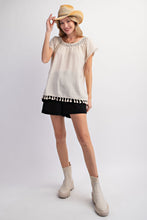 Boho Breeze Tassel Linen Top (Natural)