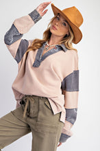 Denim Washed Knit Sweater Top (Taupe)