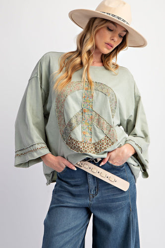 Peace Patch Jersey Top (Sage)