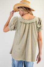 Briar Ruffled Mineral Wash Top (Earth Sage)