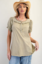 Briar Ruffled Mineral Wash Top (Earth Sage)