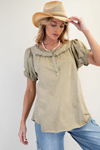 Briar Ruffled Mineral Wash Top (Earth Sage)