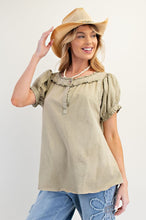 Briar Ruffled Mineral Wash Top (Earth Sage)