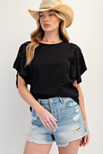 Willow Lace Sleeve Jersey Top (Black)