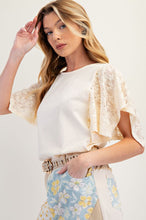 Willow Lace Sleeve Jersey Top (Ivory)