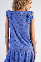 Eyelet Lace Mineral Washed Top (Paris Blue)