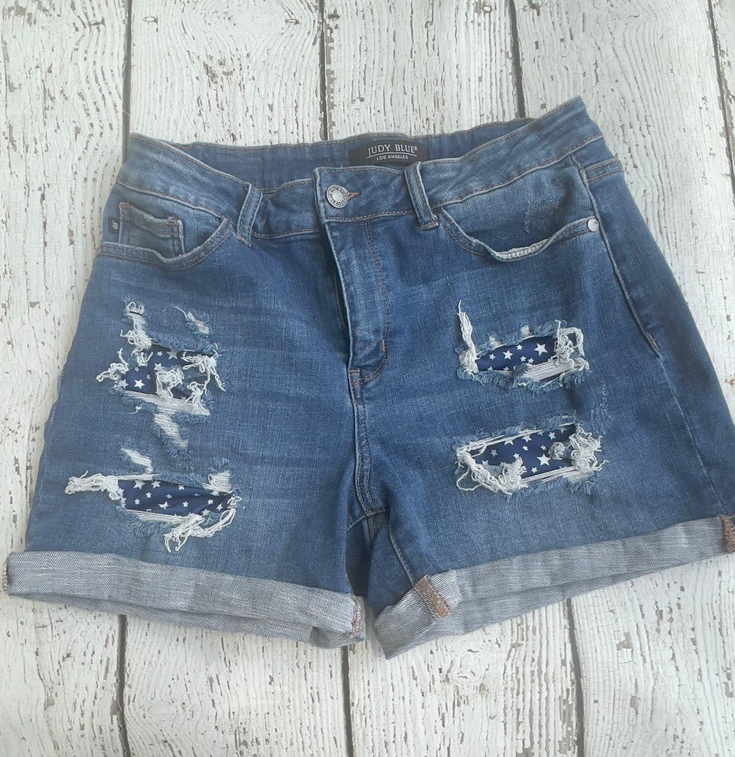 Judy Blue Navy Star Patch Shorts