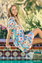 Coastal Bloom Mini Dress (Pink/Blue)