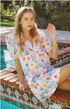 Coastal Bloom Mini Dress (Pink/Blue)
