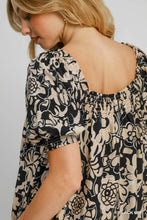 Dahlia Floral Print Mini Dress (Black)