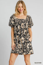 Dahlia Floral Print Mini Dress (Black)