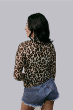 Leopard Print Long Sleeve Mesh Top