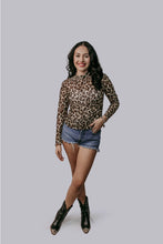 Leopard Print Long Sleeve Mesh Top