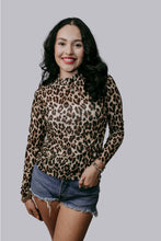 Leopard Print Long Sleeve Mesh Top