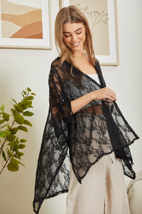 Boho Blossom Embroidered Kimono (Black)