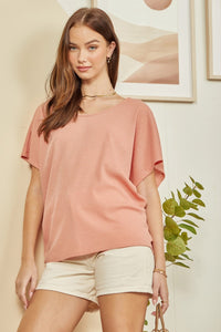 Effortless Chic Dolman Top (Apricot)