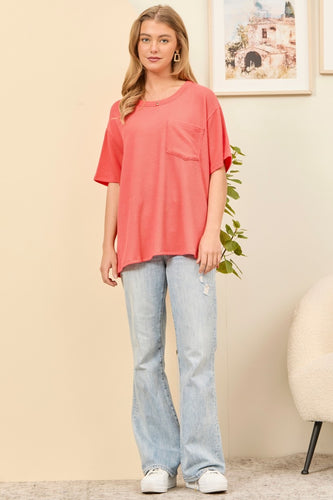 The Emmy Classic Neck Top (Summer Coral)