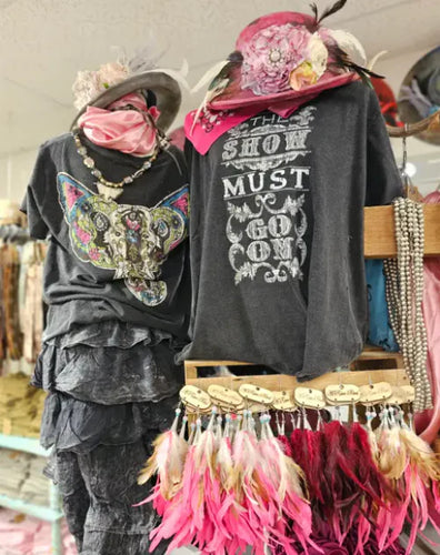 The Show Must Go On Distressed Top (Black)
