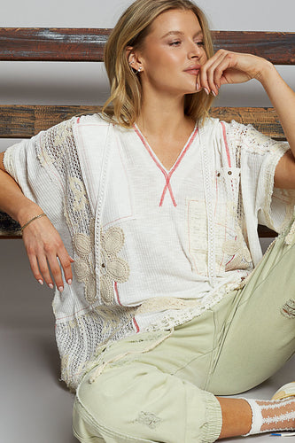 Sedona Bloom Hoodie Top (Off White)