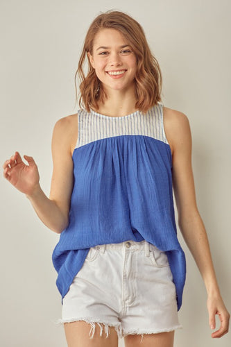 Harper Sleeveless Back Bow Top (Denim)