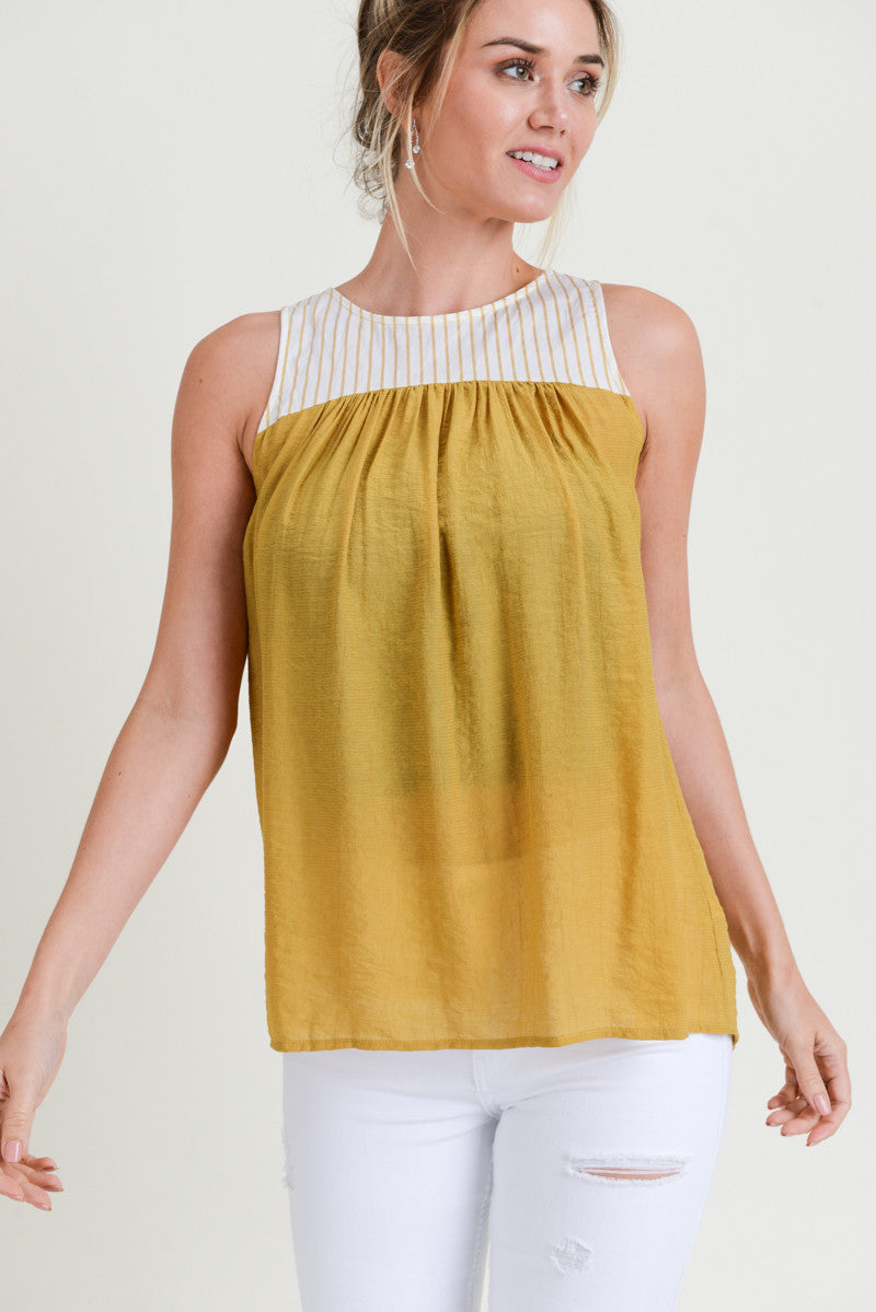 Harper Sleeveless Back Bow Top (Mustard)