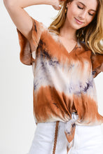 Luna Flutter Sleeve Tie Die Top (Rust)