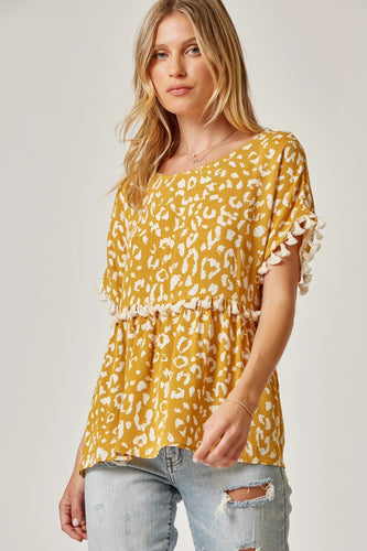 Charisse Babydoll Top with Tassels (Marigold)