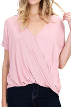 Surplice Front Top with Roll Up Sleeve