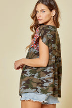 Embroidered Camo Top