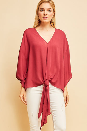 Poets Top Front Tie Red