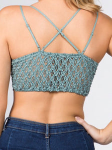 Sweet Talkin Scalloped Lace Bralette (Teal)