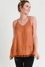 Evelyn Embroidered Tank Top with Tassel (Ginger)