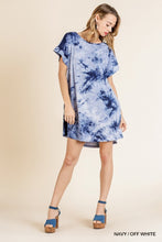 Adelaine Tie Dye Dress with Pockets (Navy)