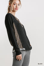 Ranya Waffle Knit Leopard Print Top (Black)