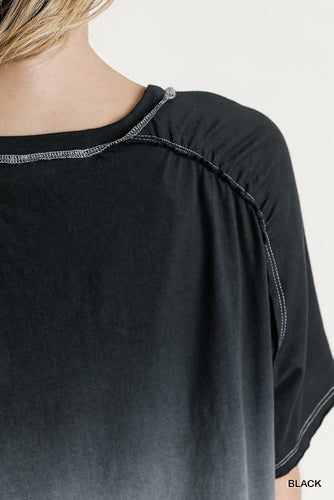 Laila Dip Dye Top (Black)