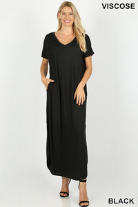 Milly V-Neck Maxi Dress (Black)