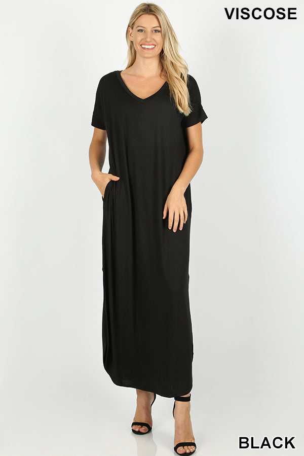 Milly V-Neck Maxi Dress (Black)