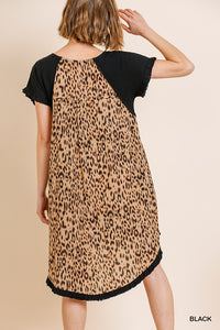 Andrea Hi Low Leopard Back Dress (Black)